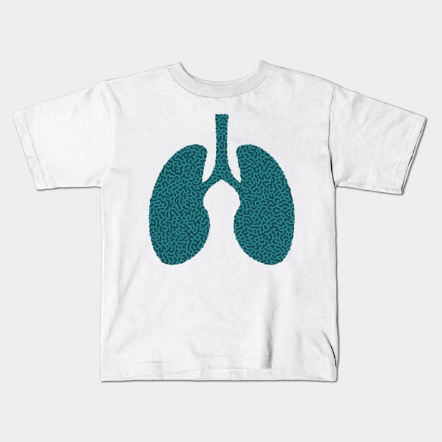 Turing Pattern Lungs (Green) Kids T-Shirt by John Uttley